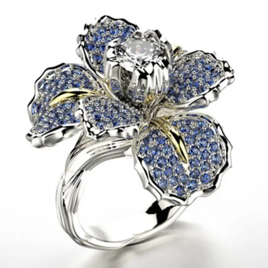 Anillo de flores de cristal