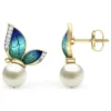Aretes Modernos de Mariposa Pintada al Óleo
