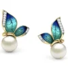Aretes Modernos de Mariposa Pintada al Óleo
